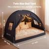 Gorich Twin Bed Tent for Kids, Indoor Privacy Toddler Sleeping Canopy with Mesh Window, Fits Bunk or Floor Bed, Includes Star Lights & Tassels, Cozy Playhouse for Boys Girls Birthday(Black)
