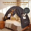 Gorich Twin Bed Tent for Kids, Indoor Privacy Toddler Sleeping Canopy with Mesh Window, Fits Bunk or Floor Bed, Includes Star Lights & Tassels, Cozy Playhouse for Boys Girls Birthday(Black)