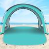 Gorich Beach Tent Sun Shelter with UPF50+ UV Protection for 1-2/3/4-5/6-7 Person, Lightweight & Portable Beach Shade Canopy with 2 Zippered Doors, Easy Setup Family Beach Umbrella(Turquoise)