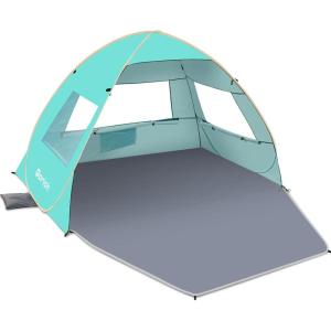 Gorich Easy Pop Up Beach Tent for 3-4 Person, UPF 50+ UV Protection Beach Umbrella Sun Shelter, Portable Lightweight Shade with Easy Foldable & Instant Setup(Turquoise)