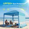 Gorich Beach Cabana with UPF50+ UV Protection, 8×8 FT/10×10 FT Beach Canopy Tent with Side Wall, Easy Setup, Windproof Portable Sun Shelter Shade for Family(Ocean Blue Stripe)
