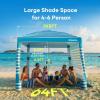 Gorich Beach Cabana with UPF50+ UV Protection, 8×8 FT/10×10 FT Beach Canopy Tent with Side Wall, Easy Setup, Windproof Portable Sun Shelter Shade for Family(Ocean Blue Stripe)