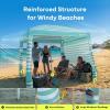 Gorich Beach Cabana with UPF50+ UV Protection, 8×8 FT/10×10 FT Beach Canopy Tent with Side Wall, Easy Setup, Windproof Portable Sun Shelter Shade for Family(Mint Stripe)