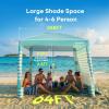 Gorich Beach Cabana with UPF50+ UV Protection, 8×8 FT/10×10 FT Beach Canopy Tent with Side Wall, Easy Setup, Windproof Portable Sun Shelter Shade for Family(Mint Stripe)