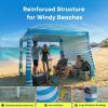 Gorich Beach Cabana with UPF50+ UV Protection, 8×8 FT/10×10 FT Beach Canopy Tent with Side Wall, Easy Setup, Windproof Portable Sun Shelter Shade for Family(Ocean Blue Stripe)