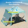 Gorich Beach Cabana with UPF50+ UV Protection, 8×8 FT/10×10 FT Beach Canopy Tent with Side Wall, Easy Setup, Windproof Portable Sun Shelter Shade for Family(Mint Stripe)