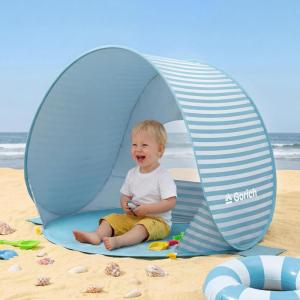 Gorich Pop Up Baby Beach Tent with UPF50+ UV Protection, Portable Toddler Sun Shelter with Mesh Ventilation, Lightweight & Foldable Play Shade Tent for Beach, Park & Backyard(Light Blue)