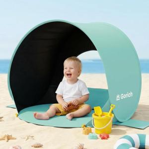 Gorich Pop Up Baby Beach Tent with UPF50+ UV Protection, Portable Toddler Sun Shelter with Mesh Ventilation, Lightweight & Foldable Play Shade Tent for Beach, Park & Backyard(Dark Shelter-Turquoise)