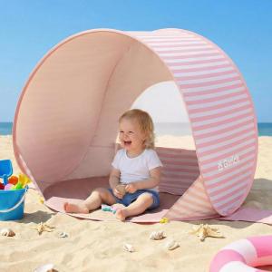 Gorich Pop Up Baby Beach Tent with UPF50+ UV Protection, Portable Toddler Sun Shelter with Mesh Ventilation, Lightweight & Foldable Play Shade Tent for Beach, Park & Backyard(Sweet Pink)
