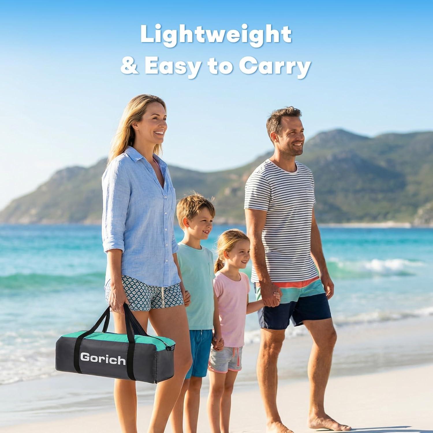 image:imageGorich Beach Tent Sun Shelter with Canopy Easy Setup UPF50 UV Protection Sun Shade for 345678 Person Lightweight amp Compact Beach Umbrella for Family TravelTurquoise