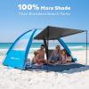 Gorich Beach Tent Sun Shelter with Canopy, Easy Setup UPF50+ UV Protection Sun Shade for 3-4/5-6/7-8 Person, Lightweight & Compact Beach Umbrella for Family Travel(Dark Shelter-Skyblue)