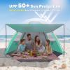 Gorich Beach Tent Sun Shelter with Canopy, Easy Setup UPF50+ UV Protection Sun Shade for 3-4/5-6/7-8 Person, Lightweight & Compact Beach Umbrella for Family Travel(Turquoise)