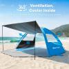 Gorich Beach Tent Sun Shelter with Canopy, Easy Setup UPF50+ UV Protection Sun Shade for 3-4/5-6/7-8 Person, Lightweight & Compact Beach Umbrella for Family Travel(Dark Shelter-Skyblue)