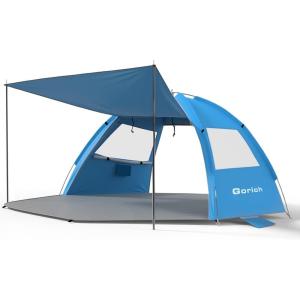 Gorich Beach Tent Sun Shelter with Canopy, Easy Setup UPF50+ UV Protection Sun Shade for 3-4/5-6/7-8 Person, Lightweight & Compact Beach Umbrella for Family Travel(Skyblue)