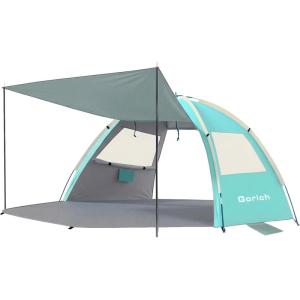 Gorich Beach Tent Sun Shelter with Canopy, Easy Setup UPF50+ UV Protection Sun Shade for 3-4/5-6/7-8 Person, Lightweight & Compact Beach Umbrella for Family Travel(Turquoise)